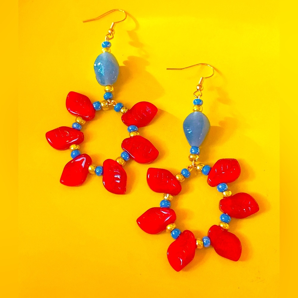 Handmade Statement Earrings made with Czech glass beads every piece is unique.